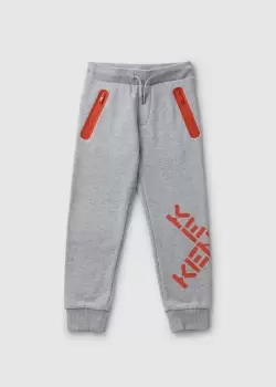 Image of Kenzo Kids Cross Logo Jogging Bottoms In Grey Marl