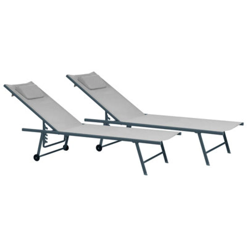 Image of Beliani Set Of 2 Sun Loungers Soroni Metal Light Grey