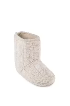 Image of Tall Knitted Cable Boots with Borg Lining