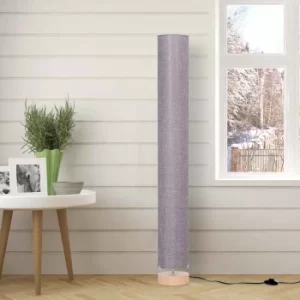 Image of Wood Based Cylinder Linen Floor Lamp, none