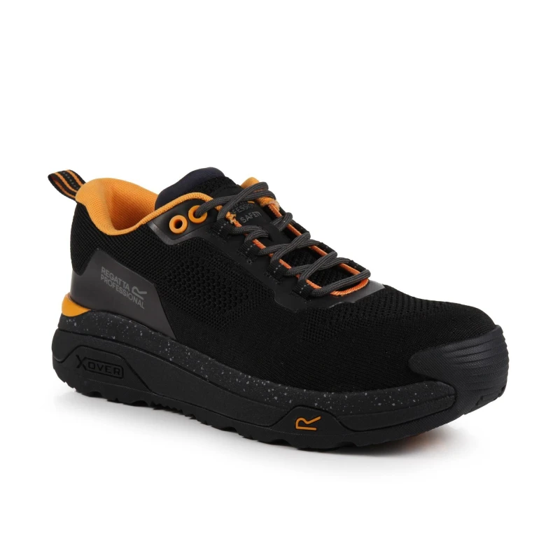 Image of Regatta Mens Crossfort Safety Trainers Black Gun Metal unisex UK 6