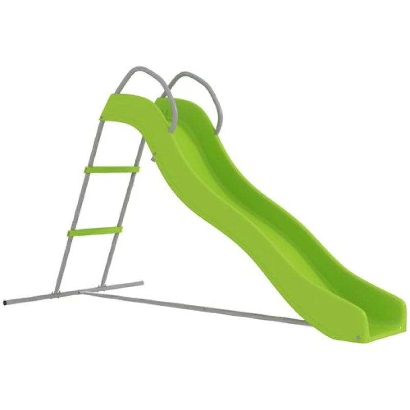 Image of AIYAPLAY AIYAPLAY Freestanding Garden Wavy Slide for Kids with Climbing Ladder, Green
