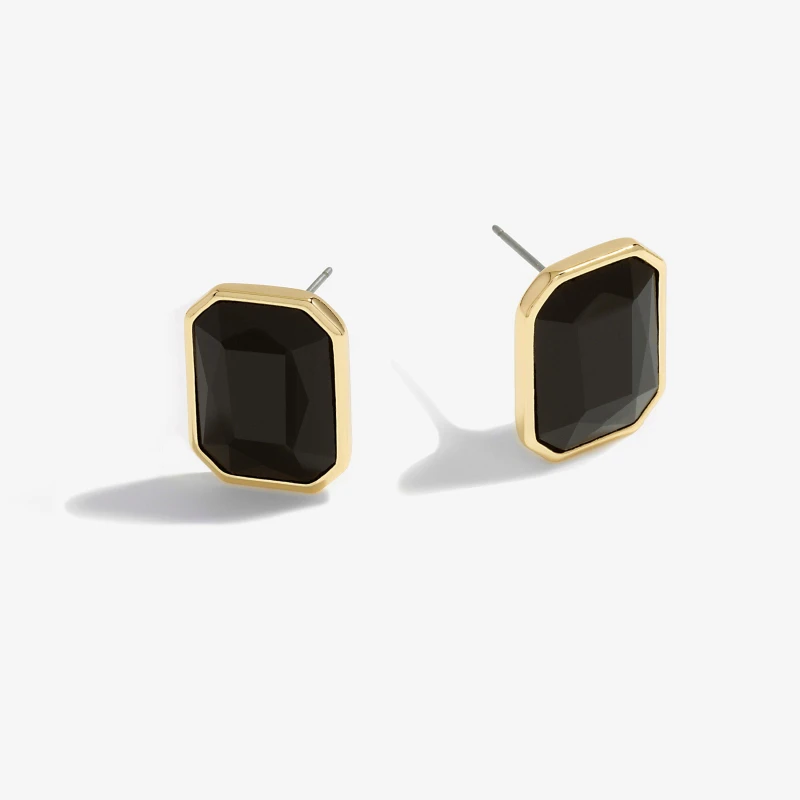 Image of Mood Gold Black Facet Statement Stud Earrings Jewellery Sets One Size Gold 72749910000