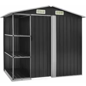 Image of Vidaxl - Garden Shed with Rack Anthracite 205x130x183cm Iron - Grey