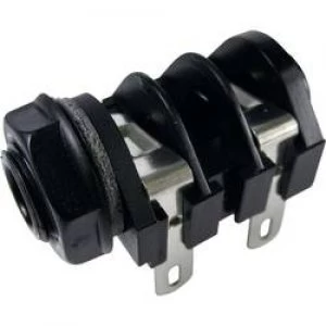 Image of 6.35mm audio jack Socket horizontal mount Number of pins 2 Mono Black Cliff CL1130A