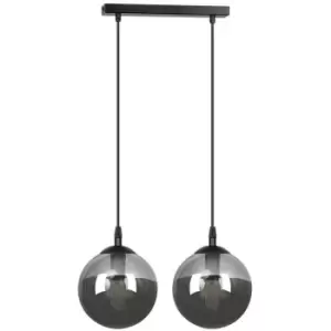 Image of Emibig Cosmo Black Globe Bar Pendant Ceiling Light with Graphite Glass Shades, 2x E14