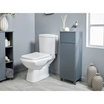 Image of Grey Ripple Bathroom Floor Cabinet Storage Unit - Grey