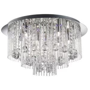 Image of Beatrix LED 8 Light Flush Ceiling Light Chrome, Crystal, G9