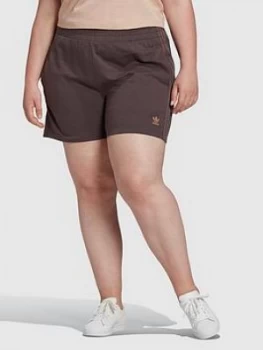 Image of Adidas Originals New Neutral 3-Stripes Plus Size Shorts - Dark Brown