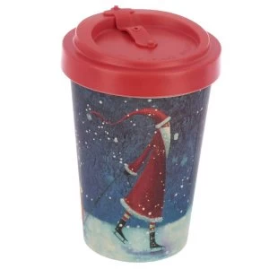 Image of Jan Pashley Christmas Santa Reusable Screw Top Bamboo Composite Travel Mug