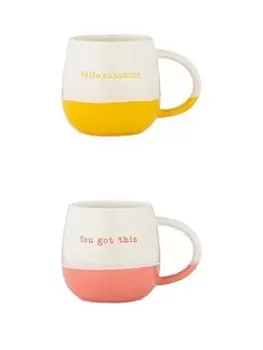 Image of Price & Kensington Set Of 2 Slogan Pink & Yellow Mugs