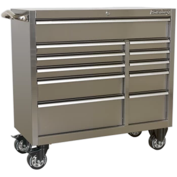 Image of Sealey Premier 11 Drawer Wide Stainless Steel Roller Cabinet Stainless Steel