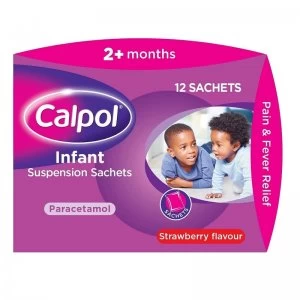 Image of Calpol Infant Suspension Sachets - Strawberry Favour - 12 Sachets