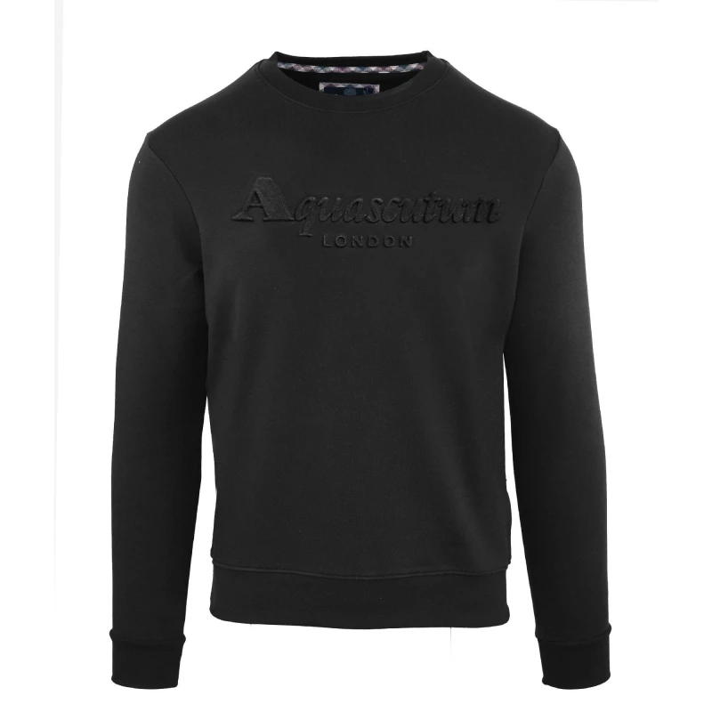 Image of Aquascutum Mens Roundnk Sweat Crew Sweatshirt Crew Sweaters Small Black 52241403350