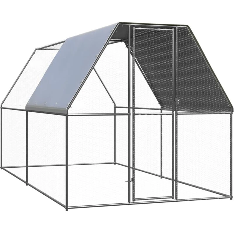 Image of VIDAXL Outdoor Chicken Cage 2x4x2 m Galvanised Steel Vidaxl 8720286764671