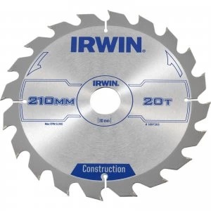 Image of Irwin ATB Construction Circular Saw Blade 210mm 20T 30mm