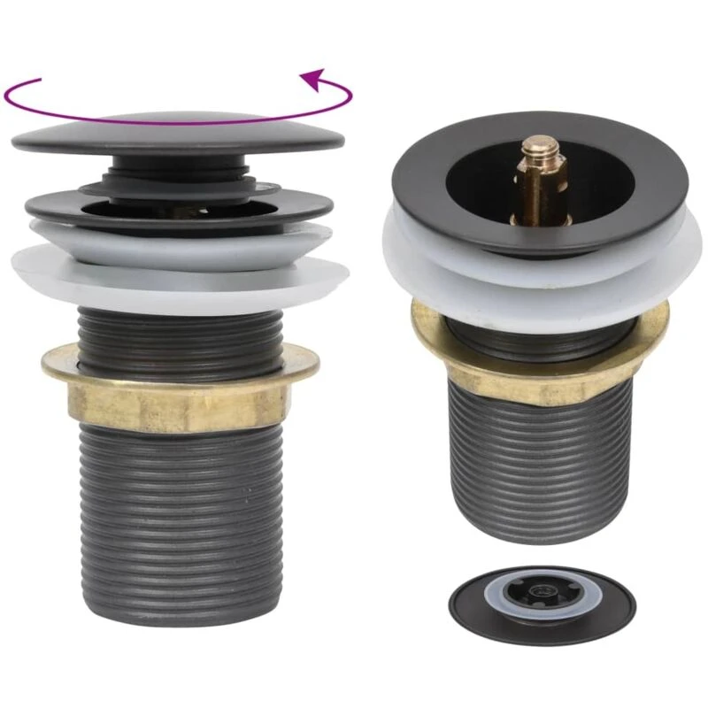 Image of VIDAXL Push Drain without Overflow Function Grey 6.4x6.4x9.1cm vidaXL 8720286204535