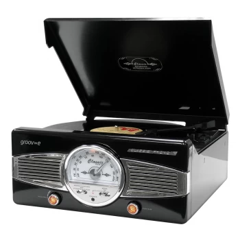 Image of Groov-e Retro Series Vinyl Player with Radio and Built in Speakers - Black
