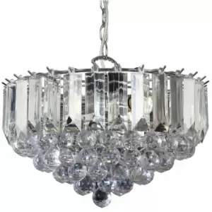 Image of 3 Light Chandelier Pendant chrome clear Shade Hanging Ceiling Feature Lamp Bulb