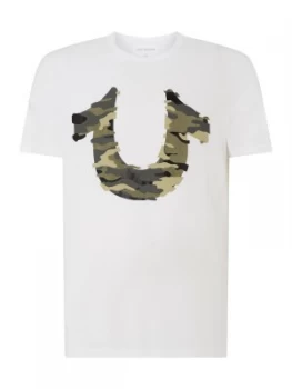 Image of Mens True Religion Camo Horseshoe T Shirt White