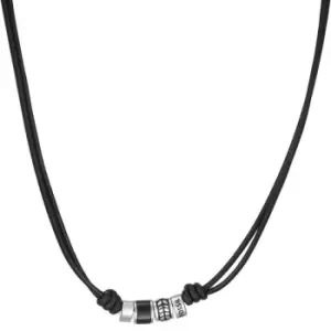 Image of Vintage Casual Rondel Black Leather Station Necklace