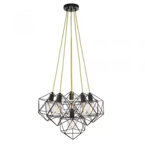 Image of 6 Light Wire Cluster Ceiling Pendant Matt Black, E27