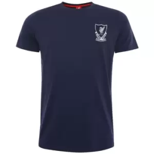 Image of Liverpool FC Mens Crest T-Shirt (L) (Navy/White)