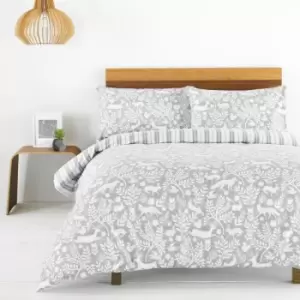 Image of Furn. Skandi Woodland King Duvet Cover Set Cotton Grey