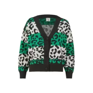 Image of Yumi Green Animal Stripe Knitted Cardifan - Green