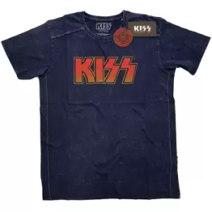 Image of KISS - Classic Logo Unisex XX-Large Snow Wash T-Shirt - Blue