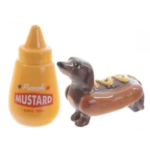 Image of Sausage Dog and Mustard Salt and Pepper Set