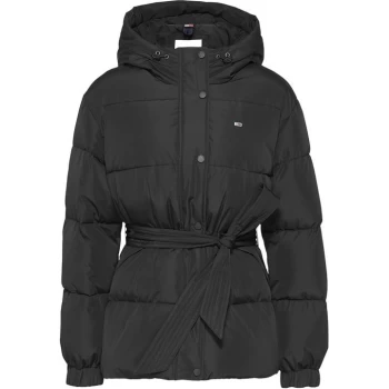 Image of Tommy Jeans Belted Puffer Coat - BLACK