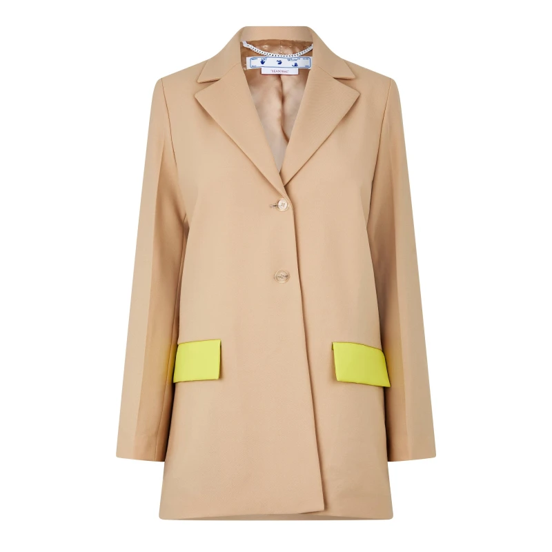 Image of Off White Womens Off-White Active Wool Long Sleeve Standard Fit Blazer Camel 6200 female 38 (S)