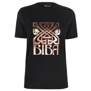 Image of Biba Rose Gold Logo T Shirt - Black
