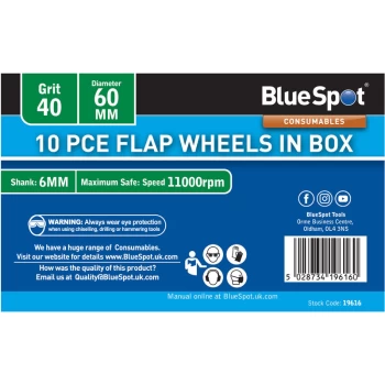 Image of Bluespot - 19616 10 Piece 40 Grit 60MM Flap Wheels In Box