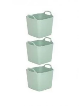 Image of Wham Green 15L Flexi-Store Square Tub Set of 3 Plastic
