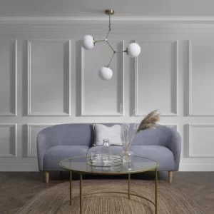 Image of Cassini 3 Way Gold Ceiling Light with White Globe Shades