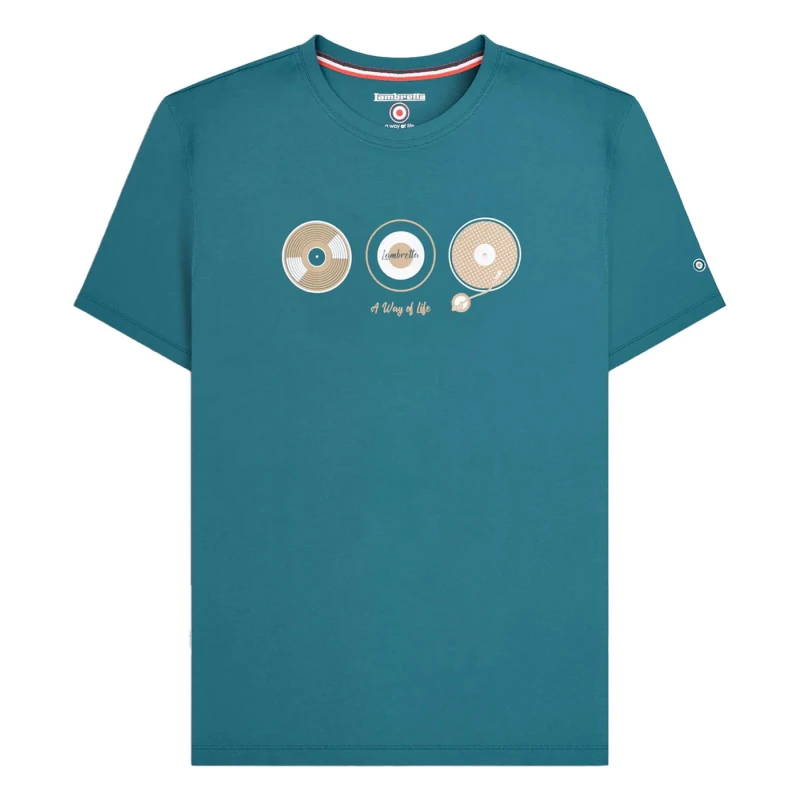 Image of Lambretta Lambretta Men A Way Of Life Vinyl Rrd T-Shirt in Mid Blue Size: large Mid Blue L Male 5063703663618