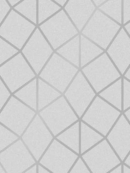 Image of Fine Decor Fine Decor Platinum Geo Trellis Texture Wallpaper Grey & Silver