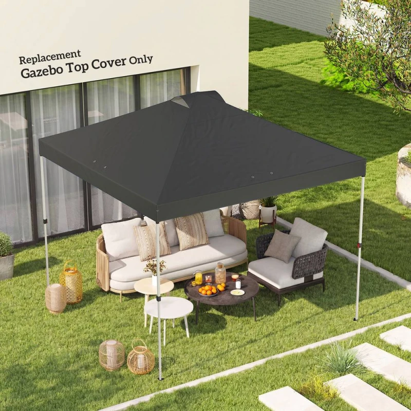 Image of OUTSUNNY Gazebo Roof Replacement UV50+ Waterproof 3x3(m) Dark Grey Size: 3m x 3m Dark Grey Unisex 3m x 3m