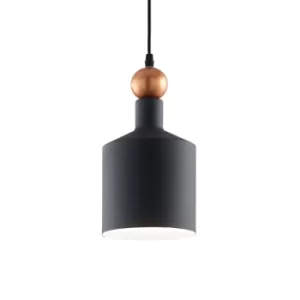 Image of Triade 1 Light Dome Ceiling Pendant Light Black