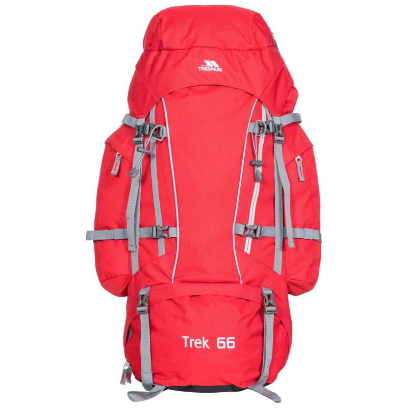 Image of Trespass Adults Trek Rucksack Backpack Back Packs One Size Red 71596708000