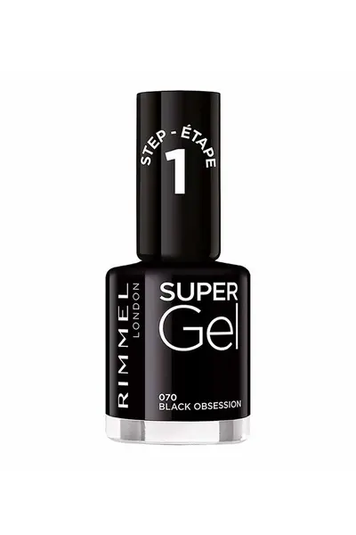 Image of Rimmel London Super Gel Nail Polish Black Obsession
