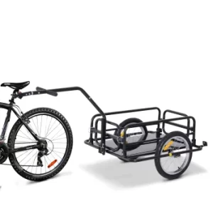 Image of HOMCOM Folding Bicycle Cargo Storage Trolley Cart and Luggage Trailer with Hitch Black