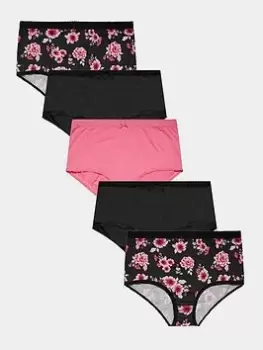 Image of Yours Spring Floral Full Briefs (5 Pack) - Multi, Pink, Size 22-24, Women
