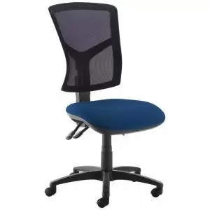 Image of Senza high mesh back operator chair with no arms - Costa Blue