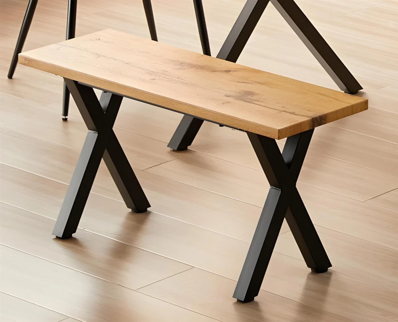 Image of KOSY KOALA KOSY KOALA Wooden Brown Bench With Metal Legs for Dining, Work, or Study Brown One Size Unisex 5061055342458