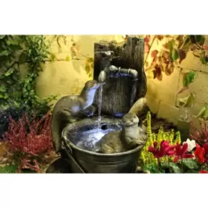 Image of Tranquility Water Features - Otters at Tap Animal Solar Powered Water Feature