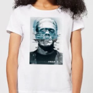 Image of Universal Monsters Frankenstein Glitch Womens T-Shirt - White - S