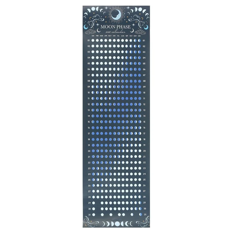 Image of Something Different Something Different 2026 Moon Phases Wall Calendar (Pack of 12) in Blue Blue One Size Unisex 5063806897484